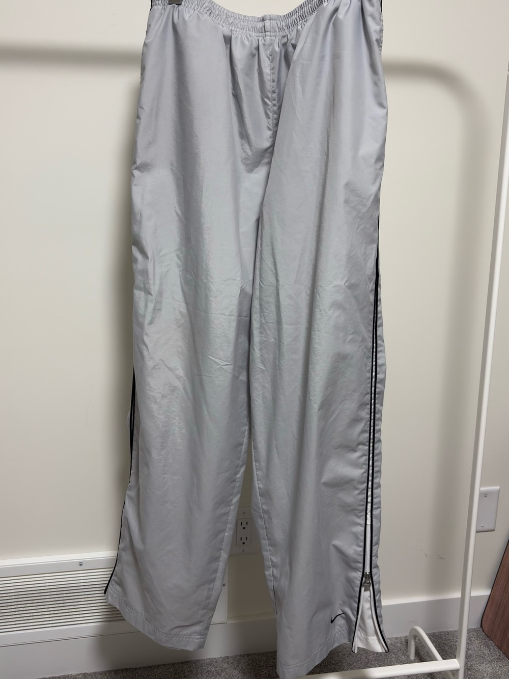 Vintage Nike Silver Tag Grey Nylon Track Pants Y2K